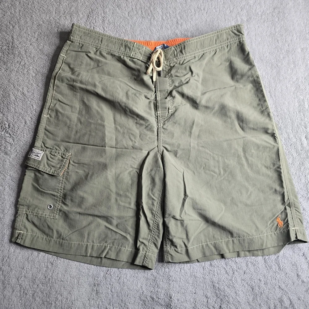 Polo Ralph Lauren Lined Swim Trunks Mens L Green Drawstring 9
